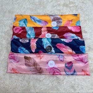 4pcs Feather Pattern Button Headbands Ear Saver